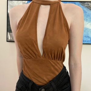 Princess Polly Velvet Brown Bodysuit